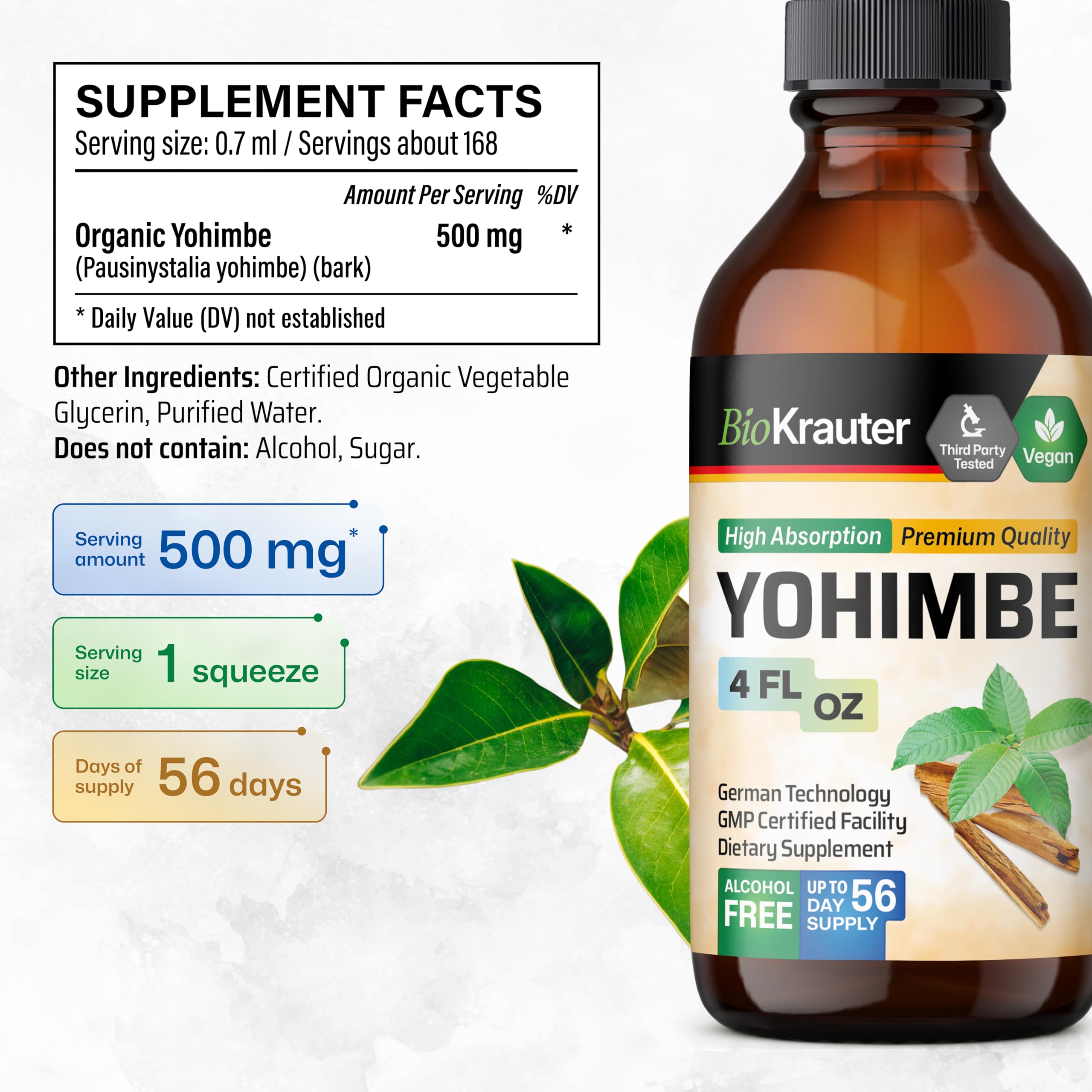 Yohimbine for Men & Women, Vegan Yohimbe Supplements 4 Fl.Oz — Amazon image 3