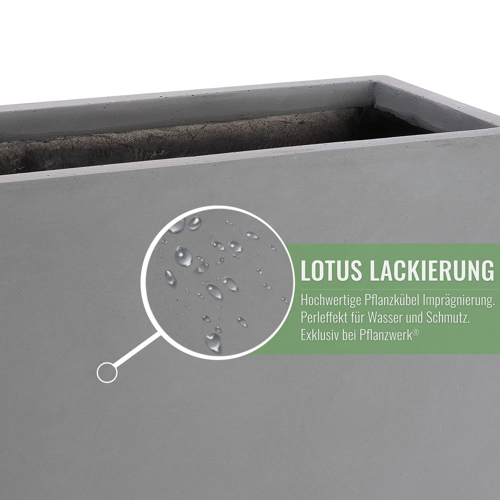 Pflanzwerk® Pflanzkübel Bodenvase Fiberglas Conic GRAU 50x23x23cm *Frostbeständige Blumenkübel* *Deutsche Premiumqualität* *Lotus-Effekt Imprägnierung*
