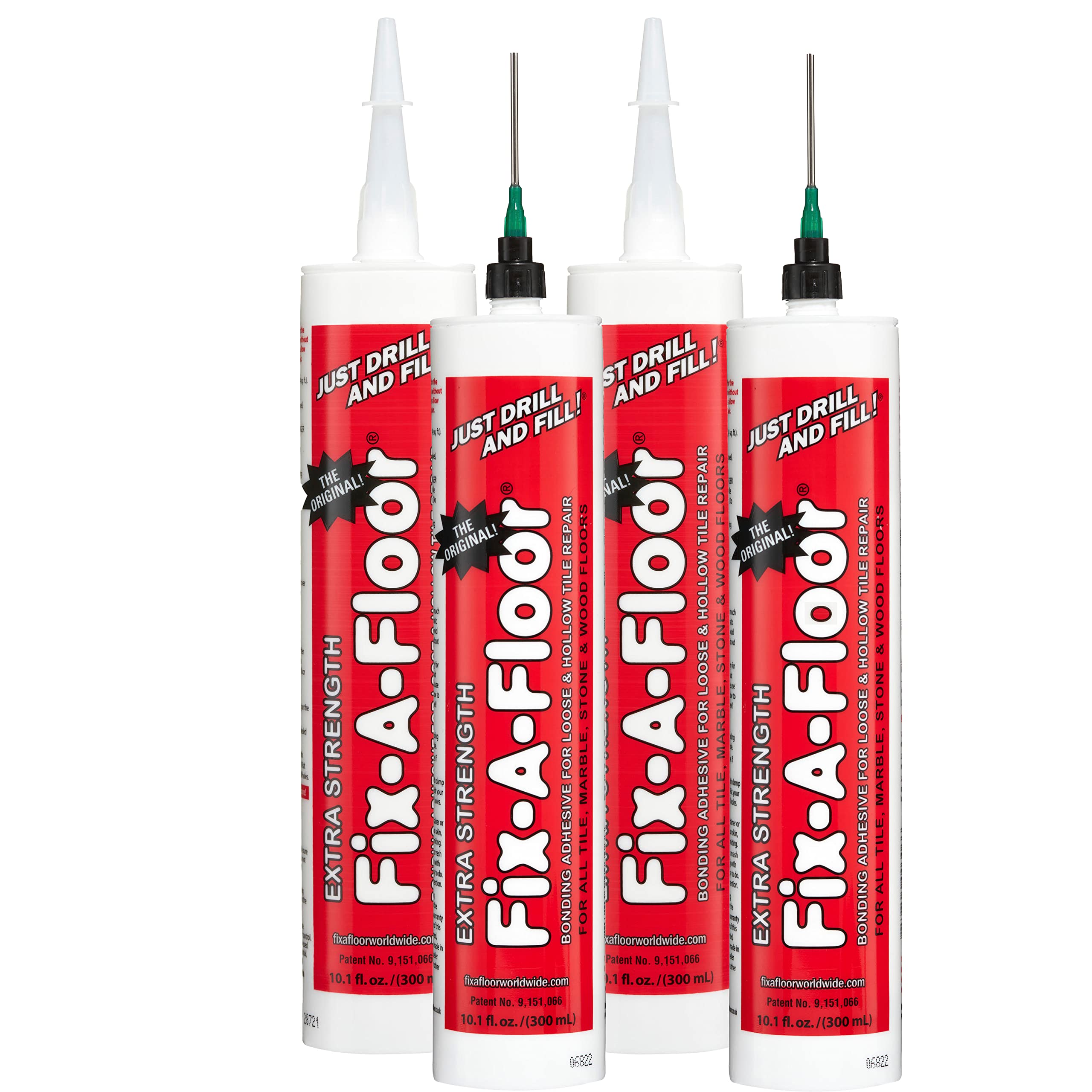 Fix-A-Floor All in One Micro Precision Injector Kit Bonding Adhesive - For Loose & Hollow Tiles, Wood, LVT & Laminate - Includes a Reusable Syringe Adapter & Patented Customisable Tip (Pack of 4)