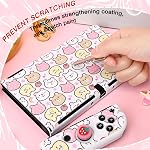 DLseego Grip Case Controller for Switch OLED Console 2021, Anti-Slip Shock-Absorption Protective Soft Cat Case with 2 PCS Comfortable Thumb Grips Caps for Joycon Controllers - White