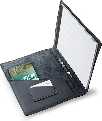 Miniatura 3 de PEGAI Padfolio de cuero 100% hecho a mano, organizador de bloc de notas jurídicas para negocios, escuela, oficina, conferencias, resistente, piel de