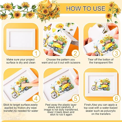 Miniatura 10 de 10 hojas de calcomanías de transferencia para manualidades y muebles, calcomanías de transferencia de flores silvestres florales de Navidad,