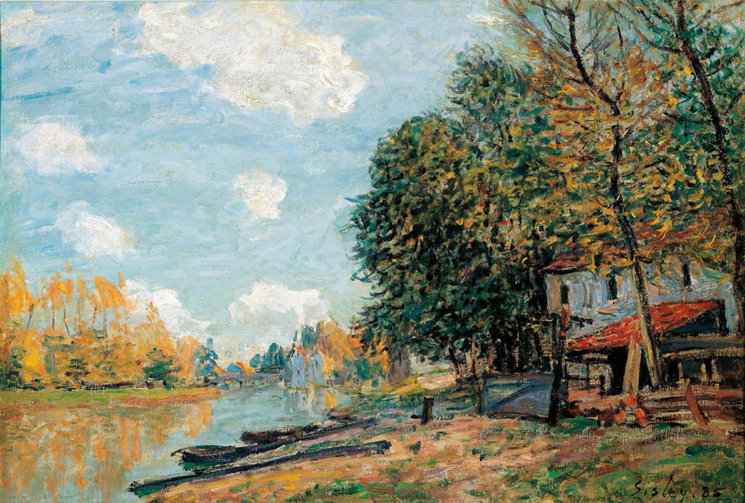 ARTXLXXBN Famous Print Painting Colorful Art Print Moret Les Rives De La Riviere Loing by Alfred Sisle Canvas Art Decorations for Home Decor 60x90cm