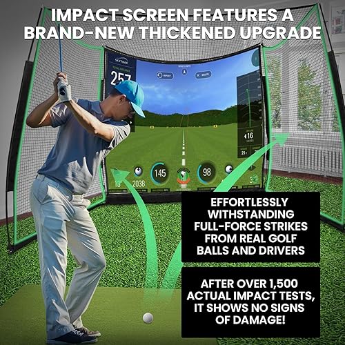 Miniatura 4 de Simuladores de golf para el hogar, red de golf de 11 x 8 pies con pantalla de impacto de simulador y tela objetivo, red de golf portátil resistente