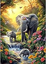 CEOVR Elephants Diamond Painting Adult, Elephants in the Forest Diamond Painting Adult, 5D DIY Diamond Art Kit 30 x 40 cm