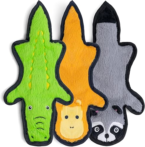 Miniatura 10 de SHARLOVY - Juguetes para perros sin relleno crujientes y chillones, masticables duraderos para perros agresivos, juguetes de peluche resistentes