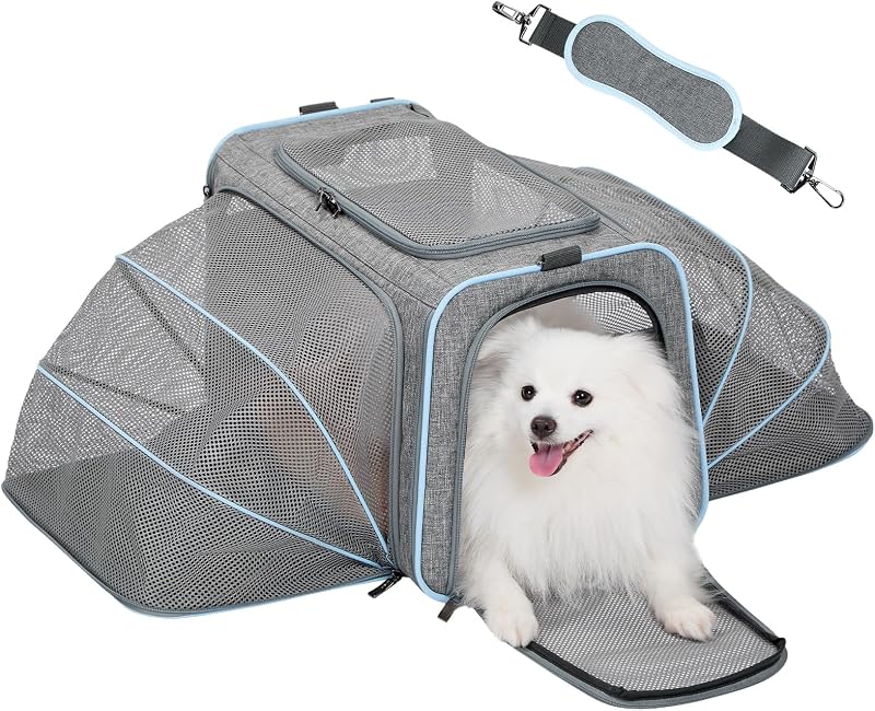 Caixa de transporte flexível expansível Petsfit para gatos grandes e cães pequenos, tamanho Grande
