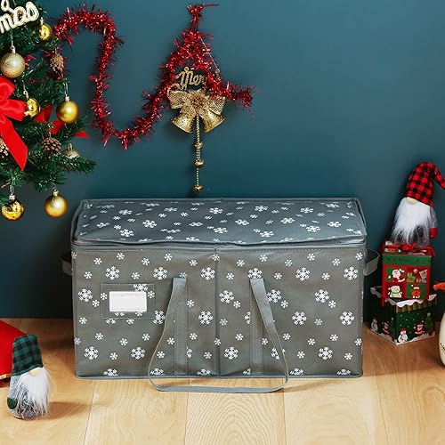 Miniatura 6 de Caja de almacenamiento de adornos navideños con cierre de cremallera 1 unidad, capacidad para 128 bolas de Navidad, organizador de almacenamiento de