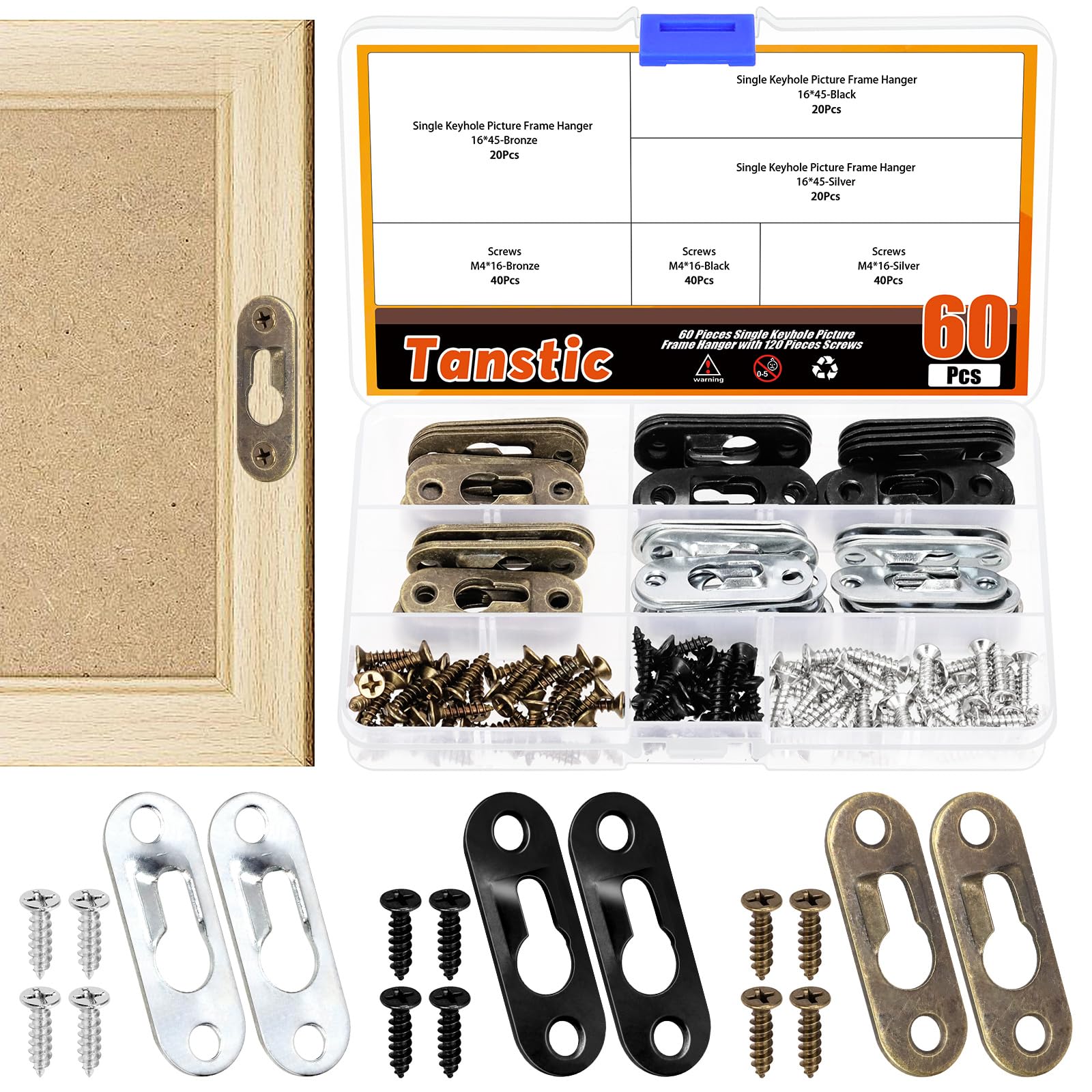 Tanstic Keyhole Hanger Keyhole Picture Hanger Picture Frame Hanging Plate Keyhole Hanging Fasteners (Style 3-Multicolor)