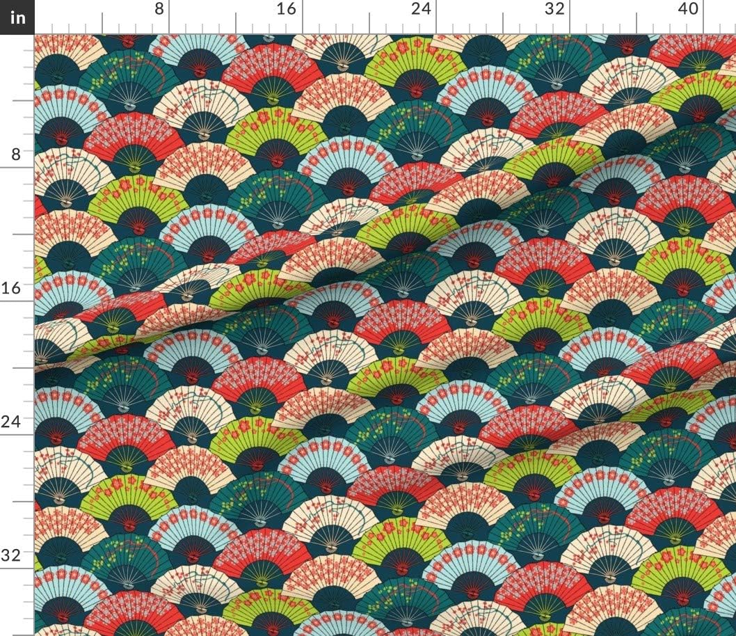 Spoonflower Fabric - Japanese Bright Origami Costume Cherry Blossom Asian Printed on Petal Signature Cotton Fabric by The Yard - Sewing Quilting Apparel Crafts Decor
