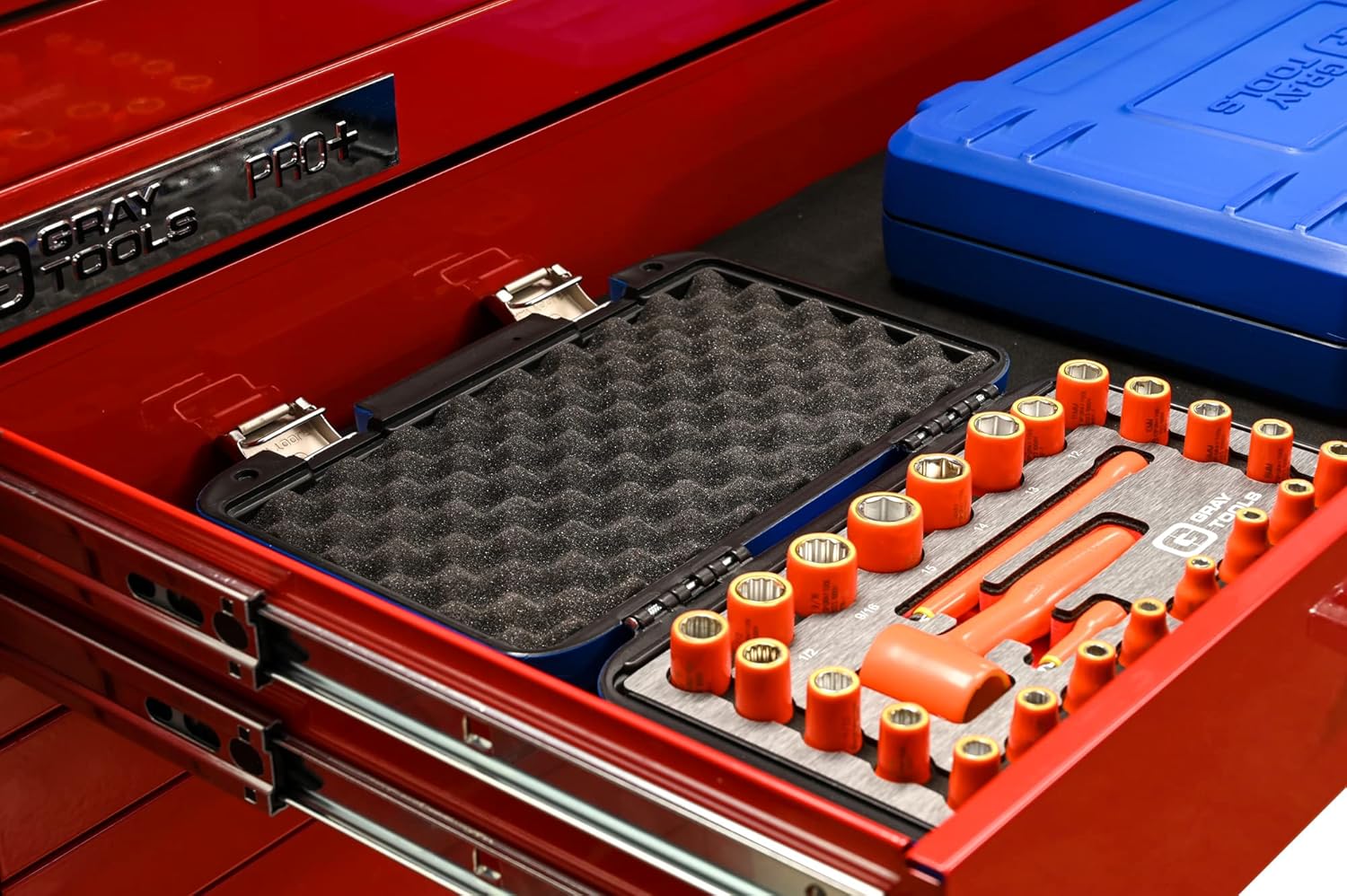 25 Piece, 1/4" Drive Insulated Socket and Attachment Set, Made in USA, SAE & Metric in Dual-Color Foam Organizer, Storage Case, 1000 V Electrical Tools