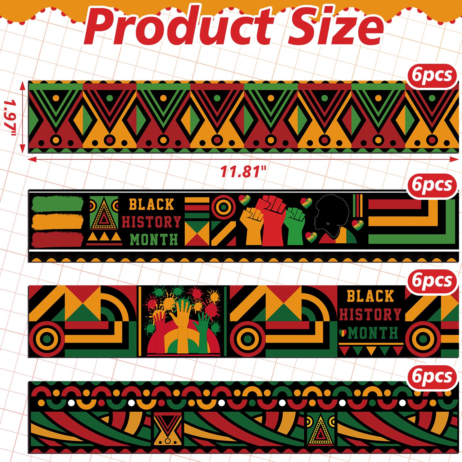 Jetec 60-Piece Black History Month Classroom Decor Kit - African American Bulletin Board Borders & Hanging Cutouts