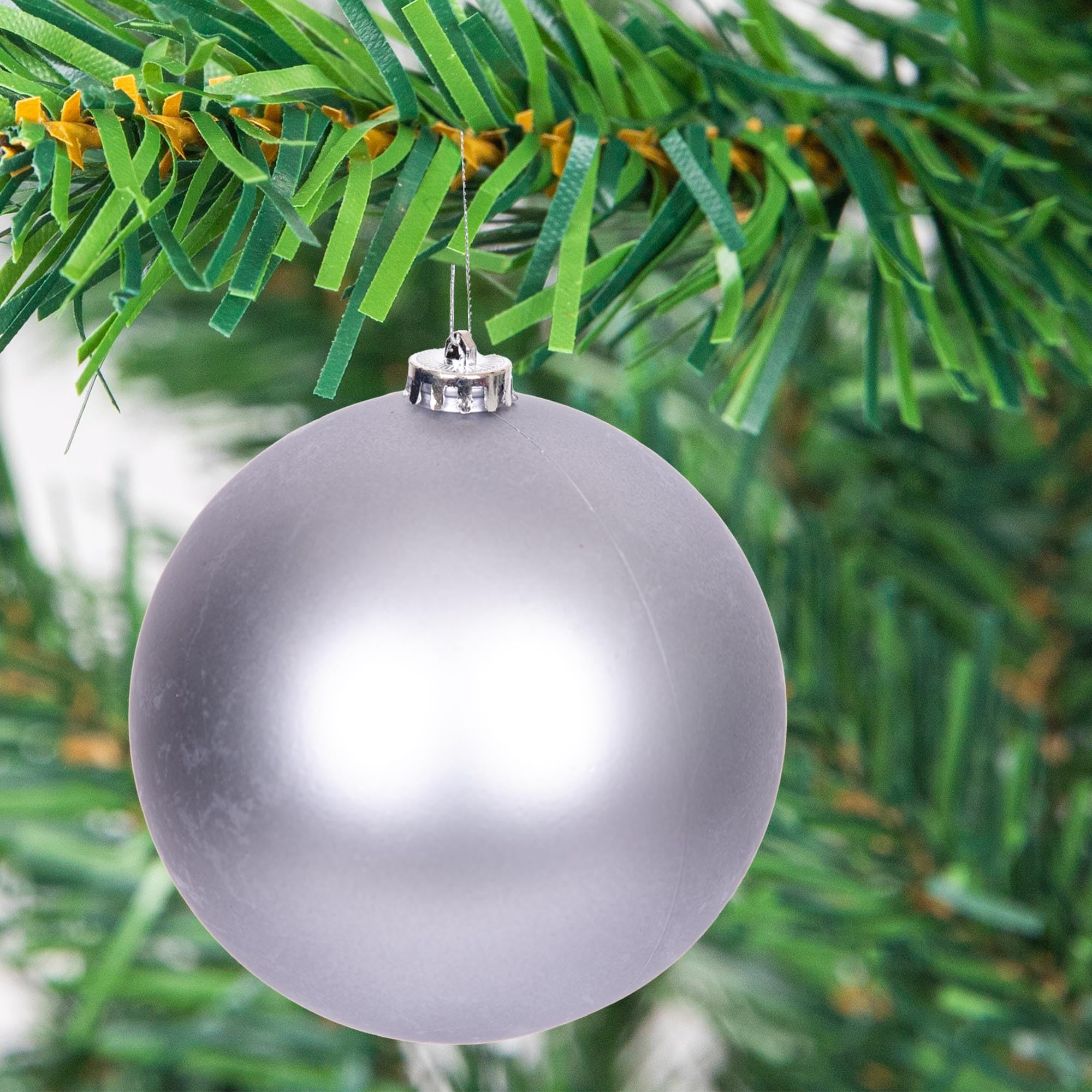 15 cm/3 palline di Natale infrangibili grigio medio, decorazioni per albero di Natale, palline ornamentali da appendere, decorazioni natalizie, lucide, opache, glitterate