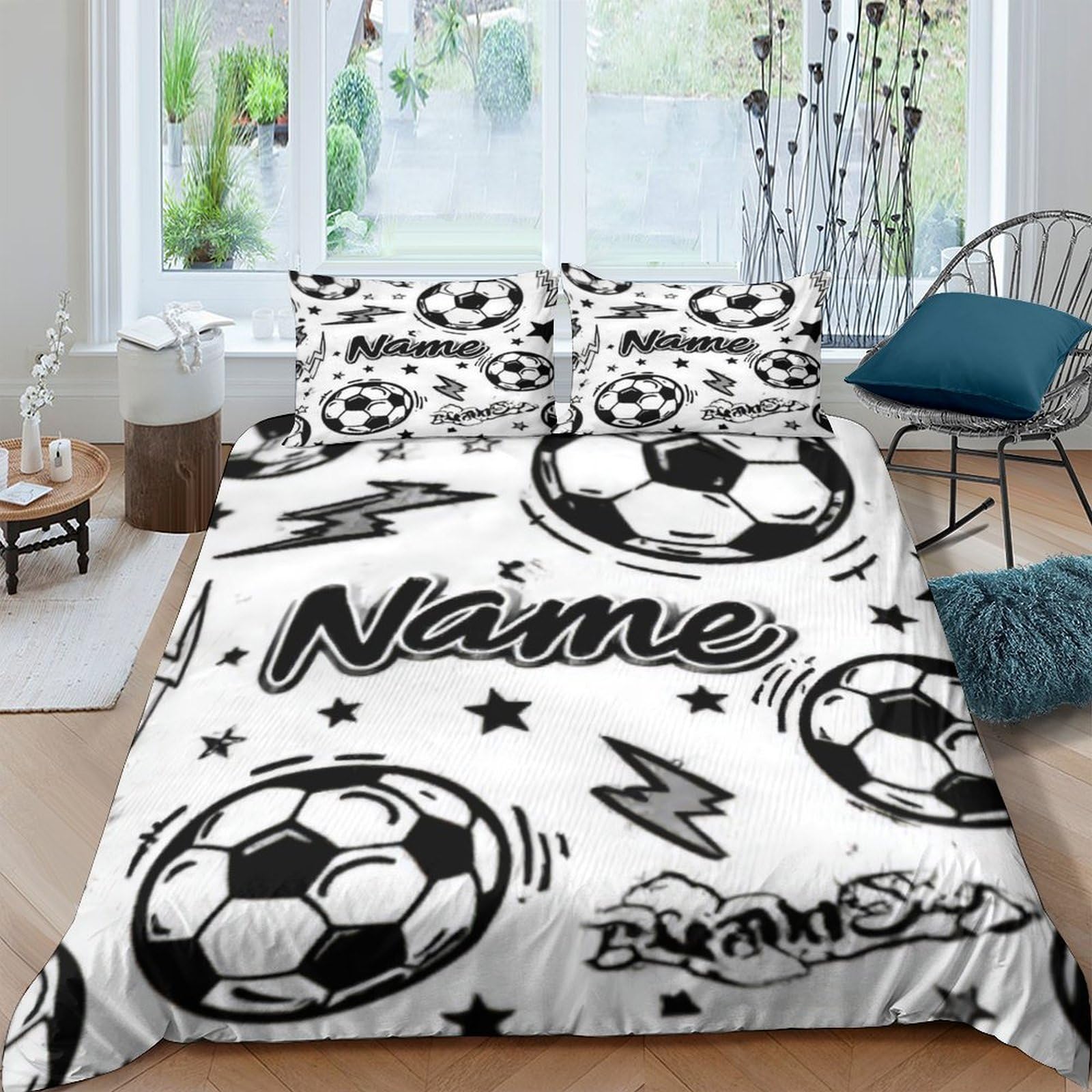 Ctjqhvkz Style-4 3D Printed Football Lightning Fitted Sheet Microfiber Soft Breathable Soccer Bed Cover For Bedroom Dorm Decor Single（135X200cm）