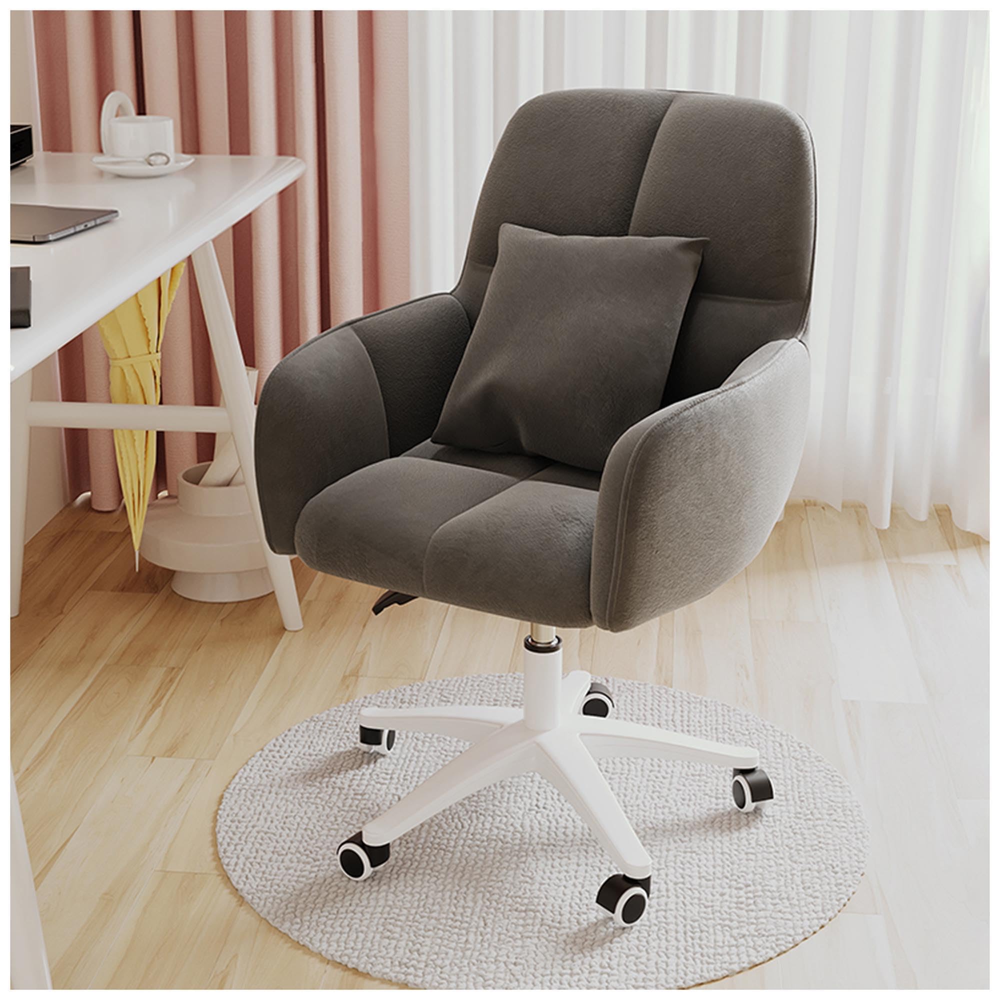 METTEOR Home Office Chair with Wheels & Lumbar Support - Modern table Cuter Chair for Living Room Bedroom Study Vani - Adjustable Height 75-84cm (K Gray1 Height 75)