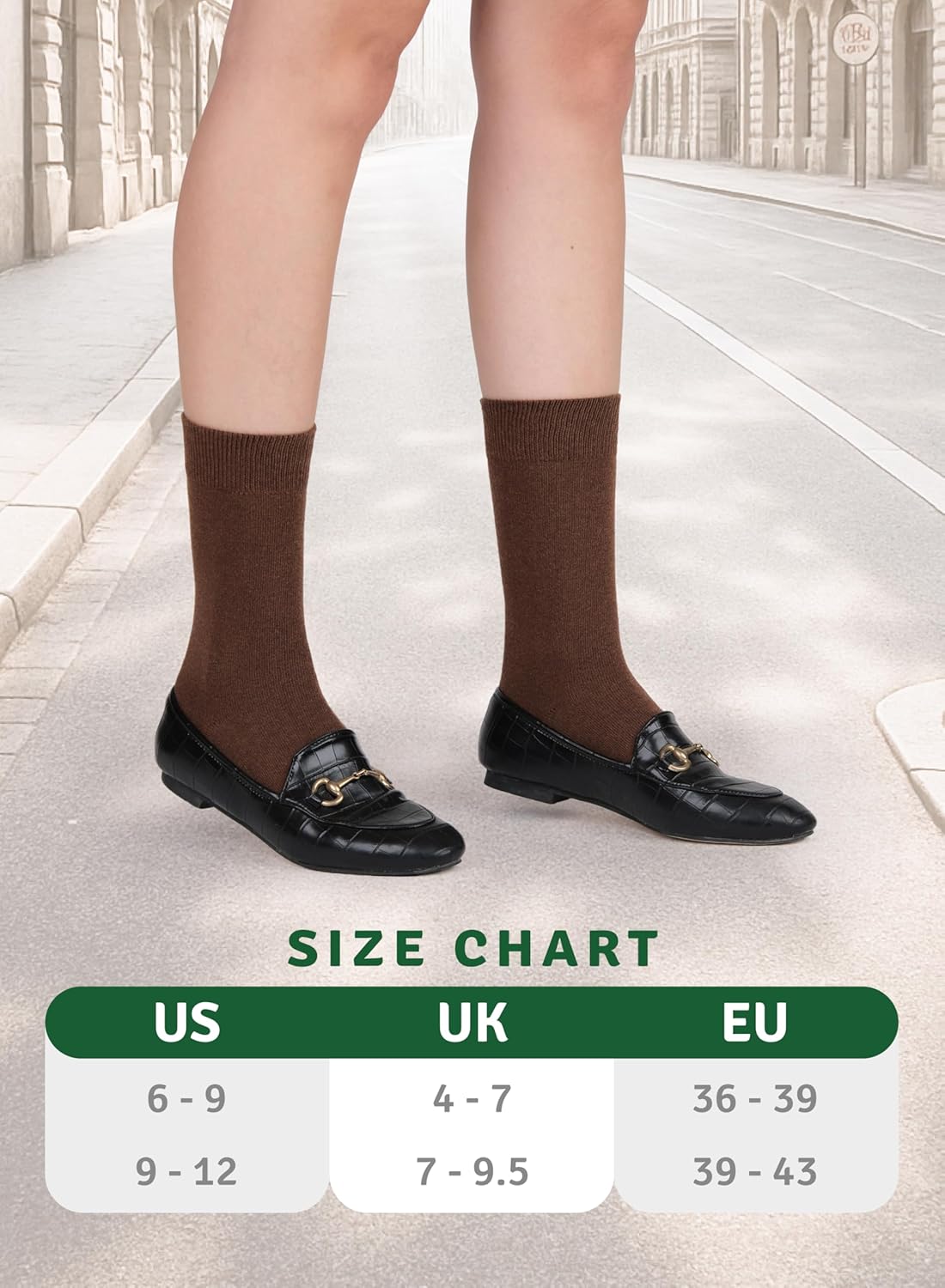 Women's Cotton Crew Socks, Plain Color, Regular Fit | Soft Casual Socks for Trouser | Shoe Size: 6-9/9-12 (4 Pairs) - Image 2