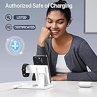 Vista 7 de Cargador inalámbrico, estación de carga inalámbrica 3 en 1 para múltiples dispositivos, soporte de carga inalámbrico para iPhone 16 15 14 13 12 11