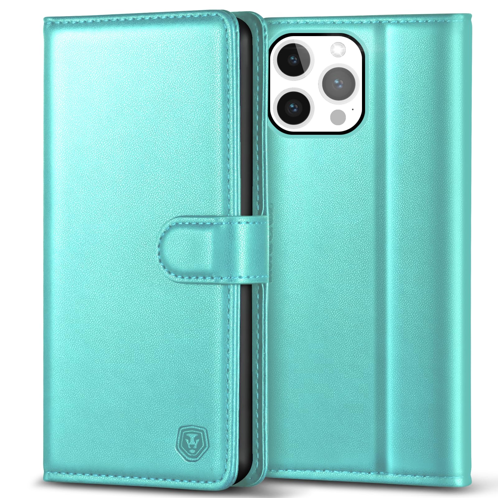 Kuafcase Compatible for iPhone 15 Pro Case with 4 Card Slots Magnetic Closure Kickstand Shockproof Protective Phone Case Compatible for iPhone 15 Pro