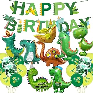 Kit de décoration d'anniversaire dinosaure pour garçon - Décoration d'anniversaire d'enfant - Ballons verts - Pour fête sur la jungle - Décoration d'anniversaire d'enfant
