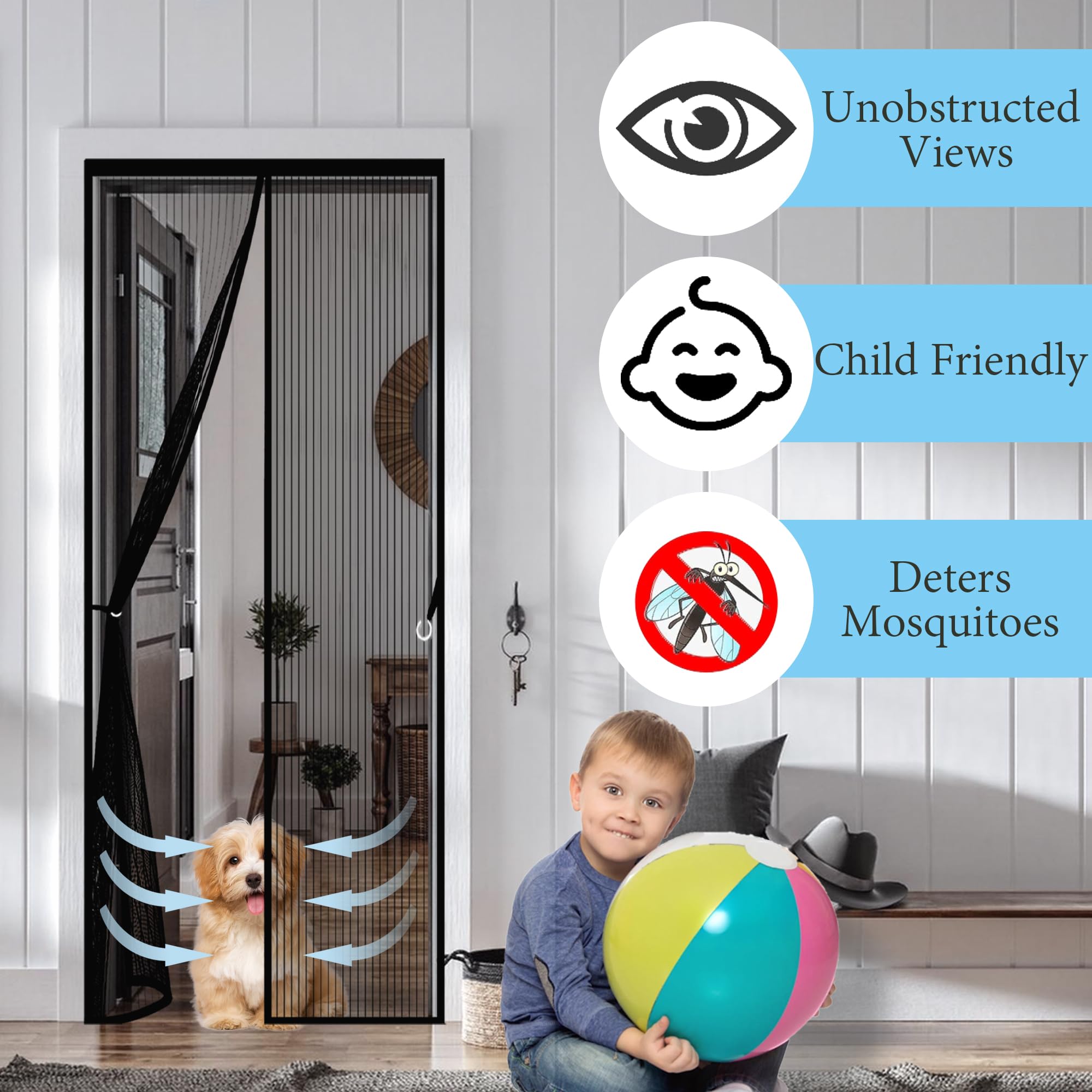 Fly Screen Door, Magnetic Insect Protection, 133 X 182 Cm, Magnetic Insect Protection, Easy Installation, No Drilling Required, For Balcony Door, Patio Door, Black - View #7