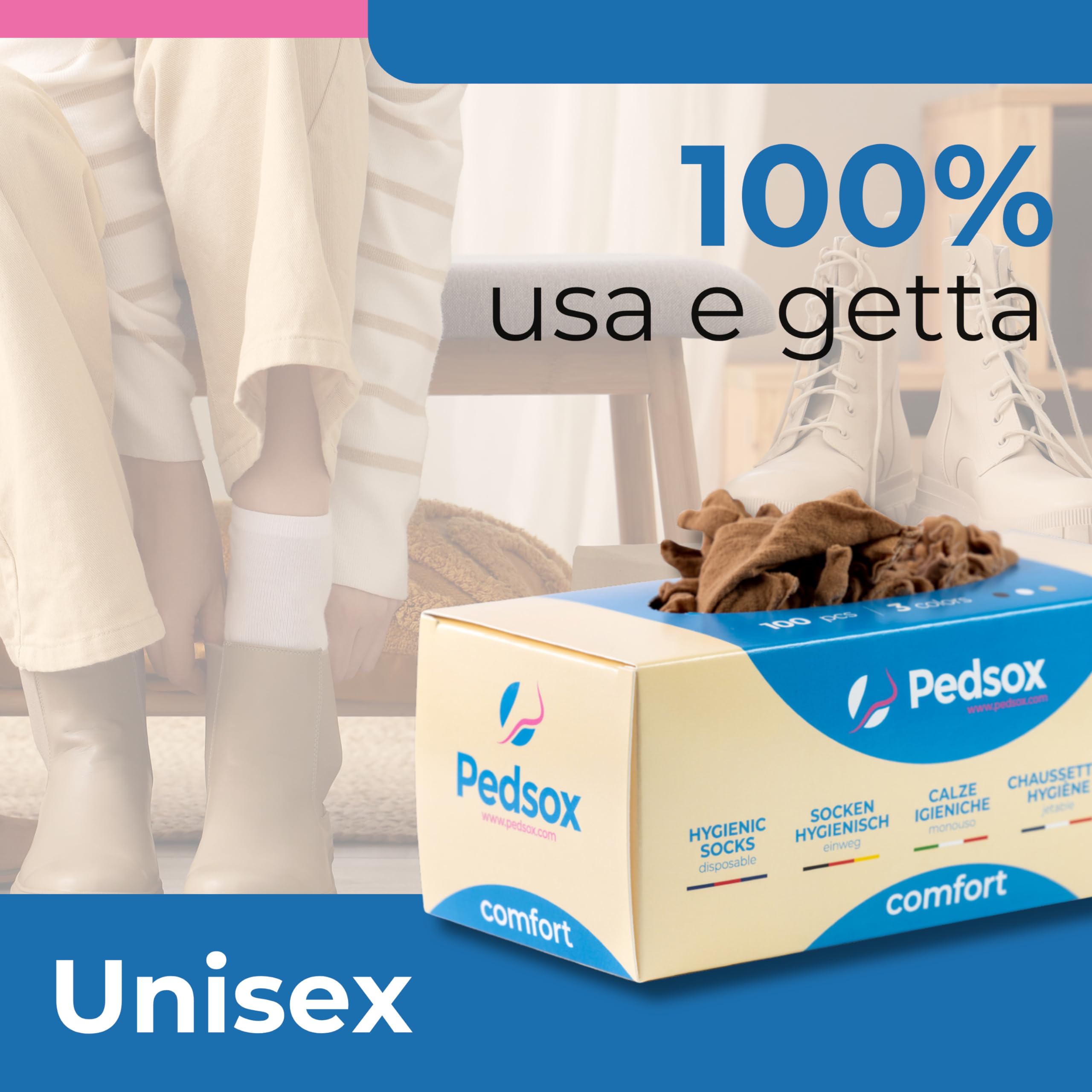 Calze Igieniche Monouso per Prova Calzature, Busta Refill 100 pezzi, Unisex, Taglia Unica