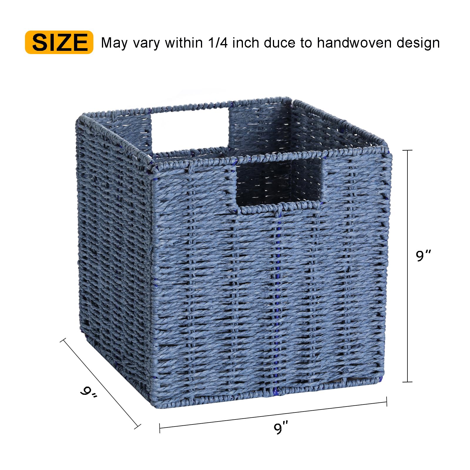Vagusicc Wicker Storage Basket, Set of 2 Handwoven Paper Rope Collapsible Woven Baskets - Image 2
