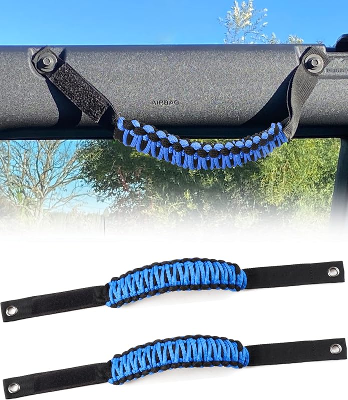 Alças de apoio em paracord sukemichi para Ford Bronco 2021–2026 – Azul, conjunto com 2 unidades