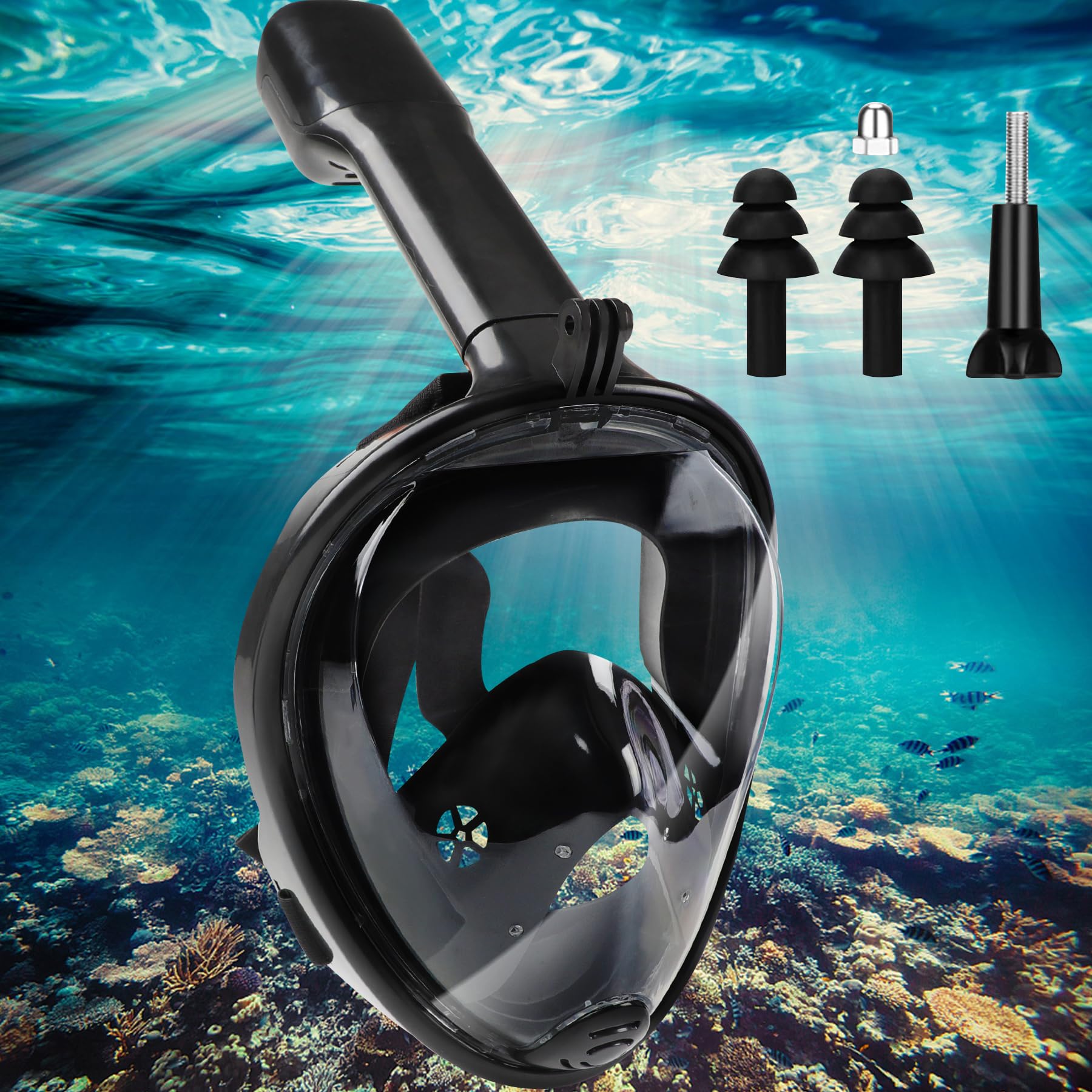 Mascara Snorkel Adulto Completa, 180° Panorámica HD Vista Mascara Buceo, Snorkel Mask Dry Antivaho, Gafas Snorkel Cristal Templado Anti-Fugas, Profesional Gafas Buceo para Hombres Mujeres