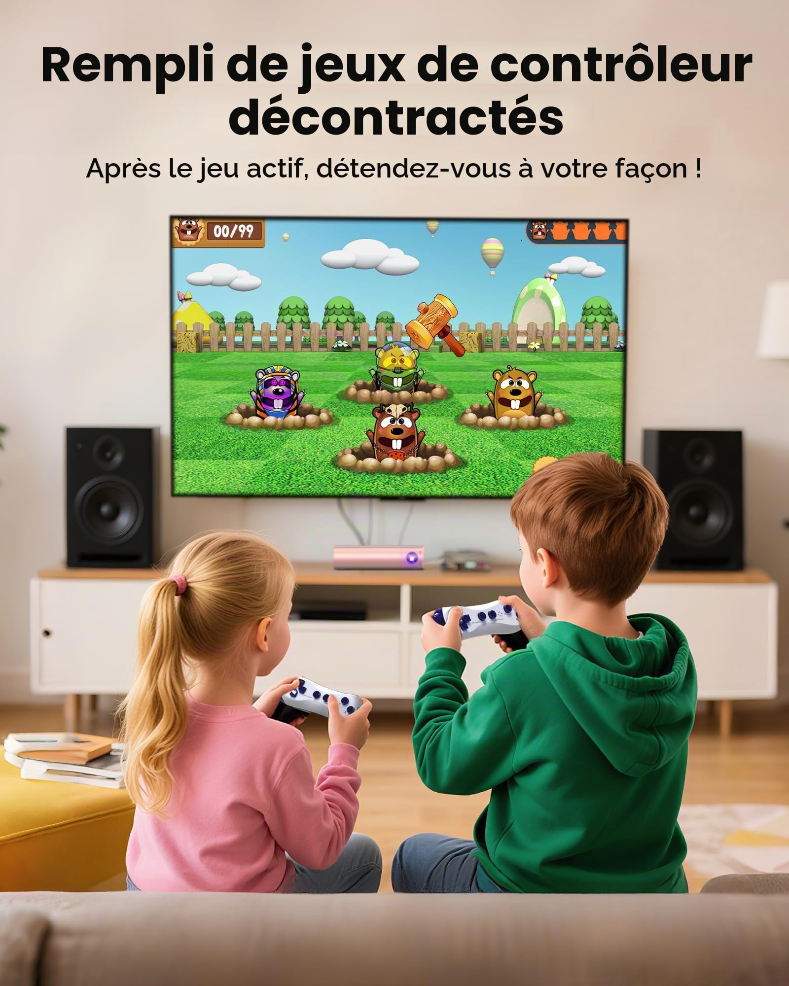 Console de Jeu AR à Mouvement Enfant:Jeu Vidéo Plug & Play - Cadeau 3+ Rose | pour des Jeux Actifs en Intérieur des Moments de Plaisir en Famille et des Fêtes; Cadeau pour Garçons et Filles