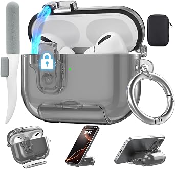 Clear Drop Protection Cover for AirPods Pro 3 Case with Magnetic Lock,Black