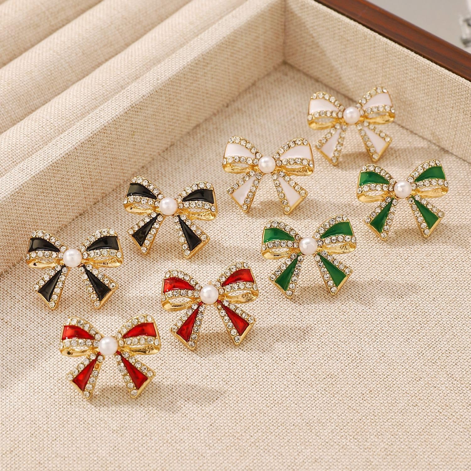 Gold Bow Earrings for Women Dainty Pearl Bow Knot Earrings Pearl Bowknot Stud Earring Wedding Party Christmas Jewelry - Image 5