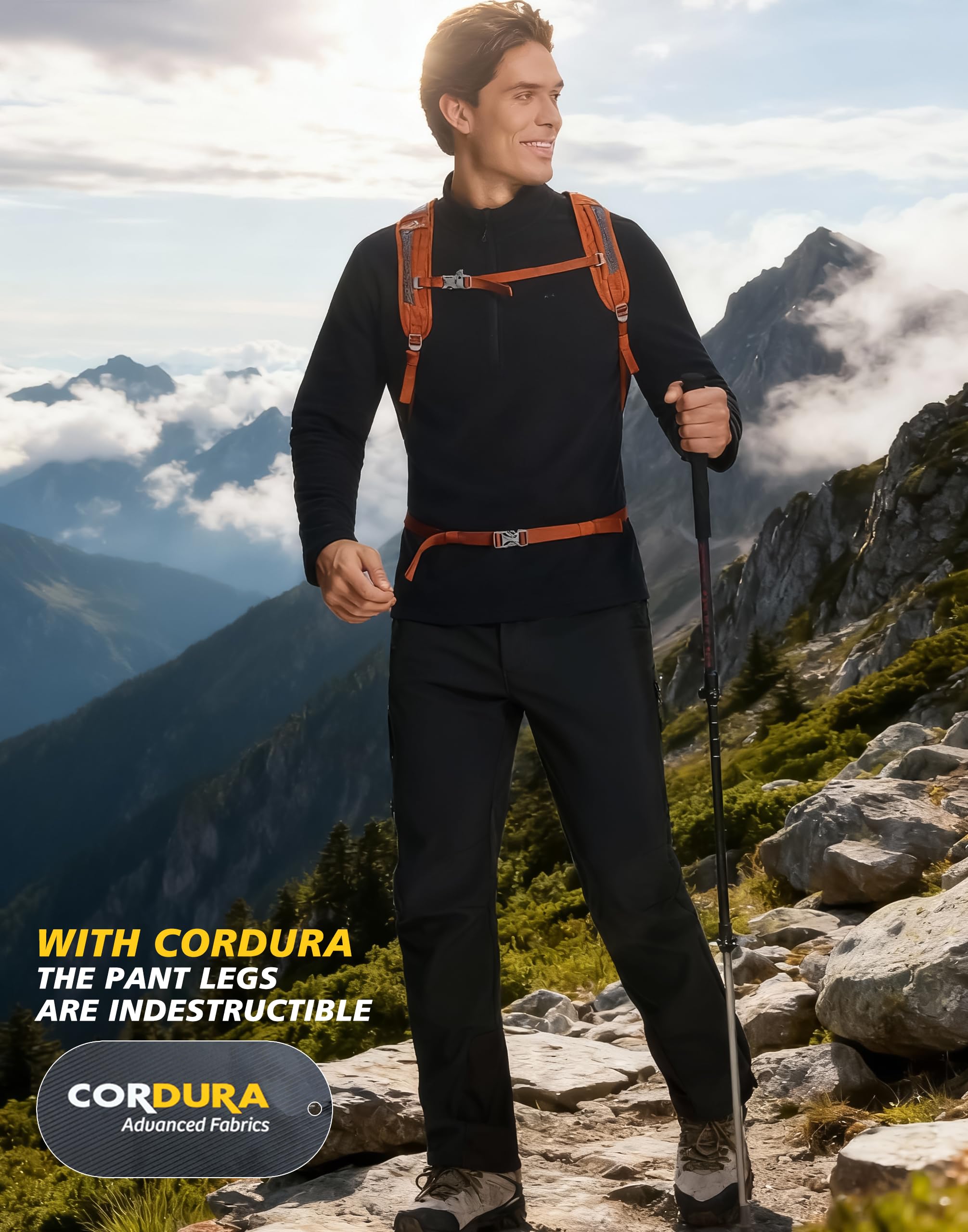 Pioneer Camp Pantalones de softshell para hombre, impermeables, resistentes al viento, cálidos, para senderismo, trekking y actividades al aire libre