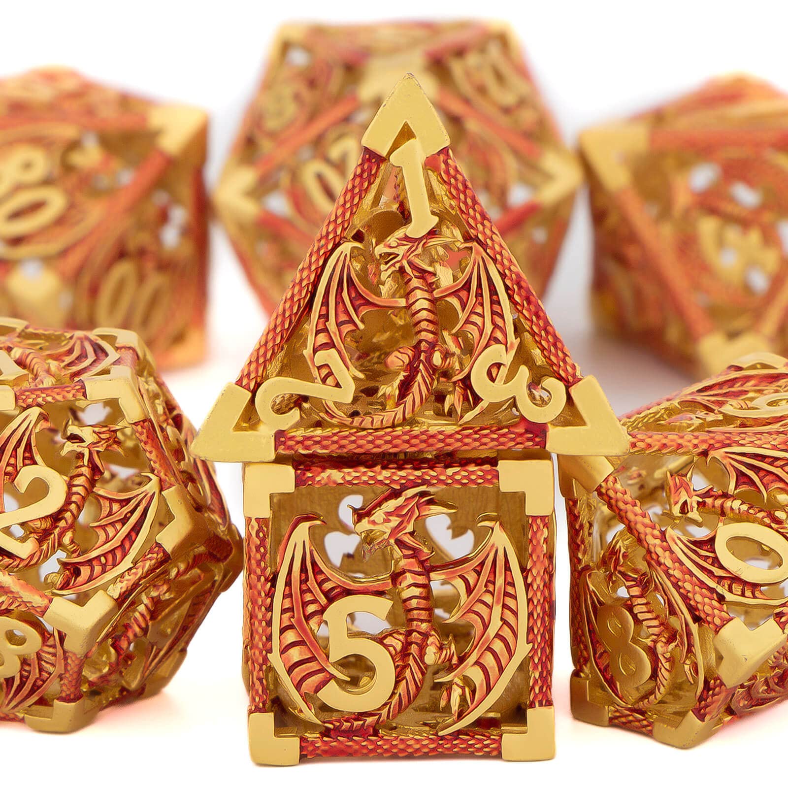 OUKELANWO Juego De Dados De Metal Huecos Para DND D&D Con Caja, Dados