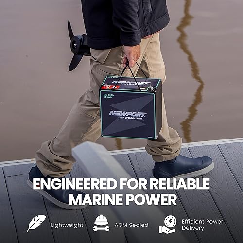 Miniatura 4 de Batería marina de ciclo profundo Newport de 12V50Ah, resistente y sellada AGM, ligera, compatible con motor de arrastre