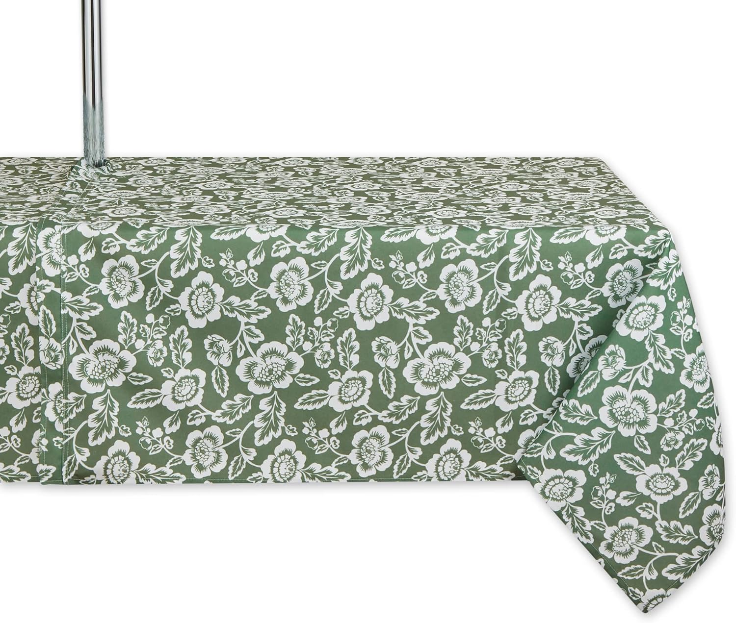 DII Floral Outdoor Zippered Tabletop Collection, Water Resistant, Tablecloth, 60 x 84, Artichoke Green
