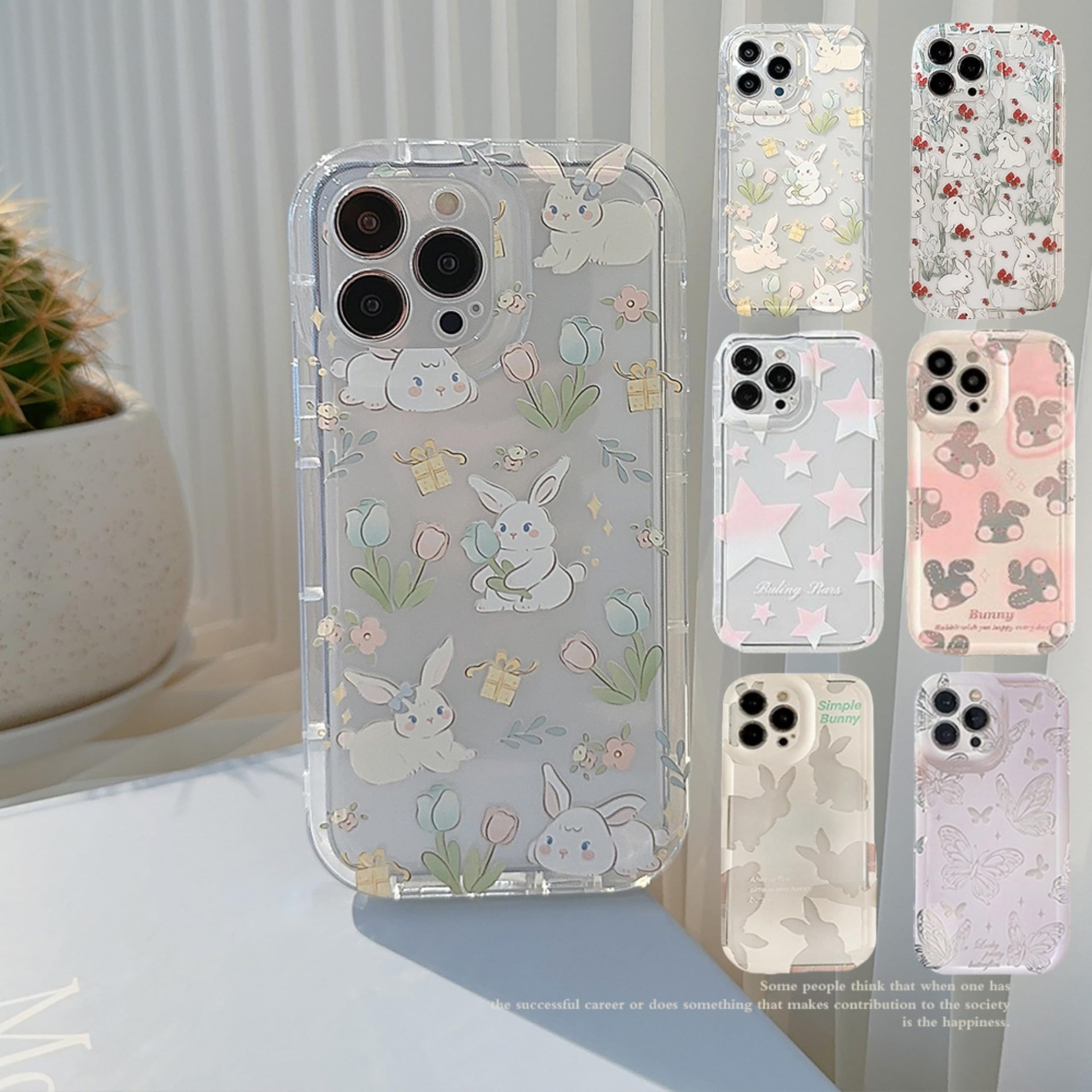 Amazon.co.jp: スマホケース 14promax対応ケース かわいい 透明 ウサギ