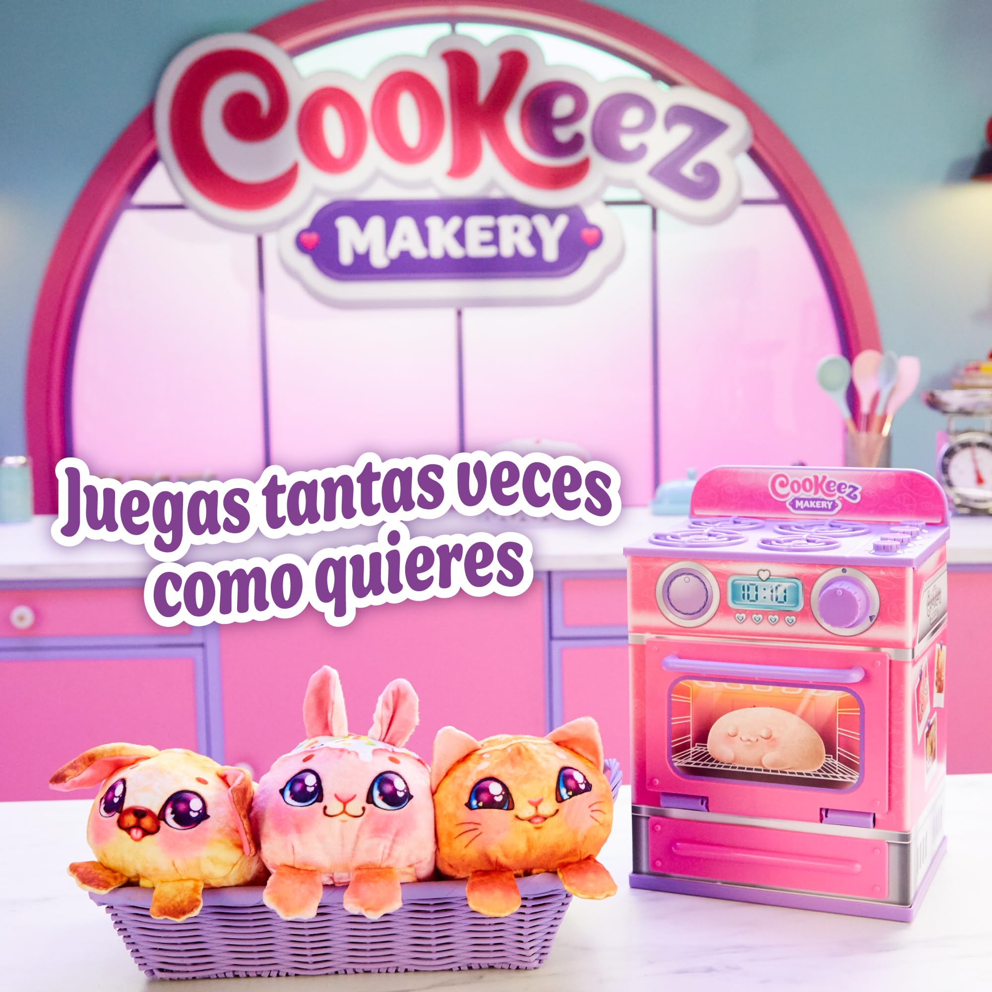 Cookeez Makery - Horno Mágico, juguete infantil interactivo, con ingredientes para crear tu mascota de peluche, tiene sonidos y olor dulce, niños y niñas +5 años, modelo aleatorio, Famosa (CKE00000)