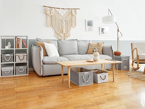 Miniatura 5 de LoforHoney Home Contenedores de almacenamiento de tela con tapas para organizar, cajas de almacenamiento plegables con tapas para estantes, cestas