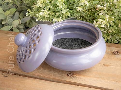 Miniatura 4 de Quemador de incienso redondo de cerámica de 45 pulgadas de ancho soporte de incienso de cono Dhoop de cuerda de palo atrapascenizas morado