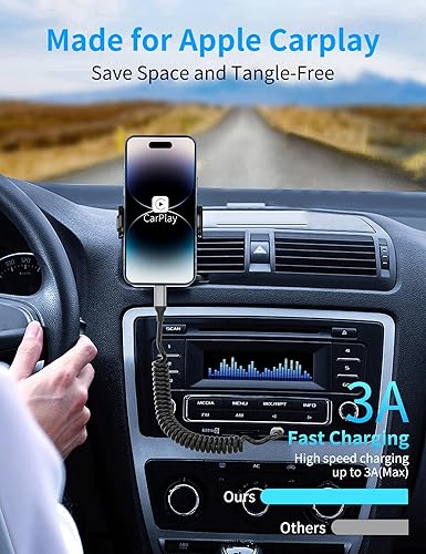 Miniatura 2 de Paquete de 2 cables USB C a Lightning en espiral, certificado MFi cargador USB C retráctil para iPhone PD de carga rápida para automóvil, cable