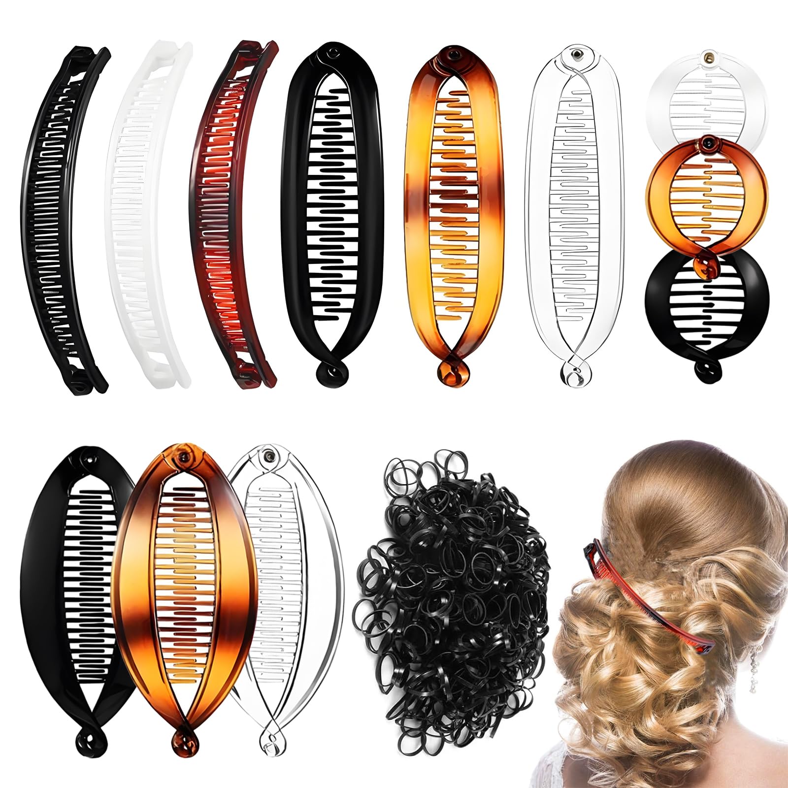 Retro Bananen Haarkamm Set – 9 Stück Drahtreifen Kämme In Gold, Silber & Kupfer Für Mädchen Und Frauen