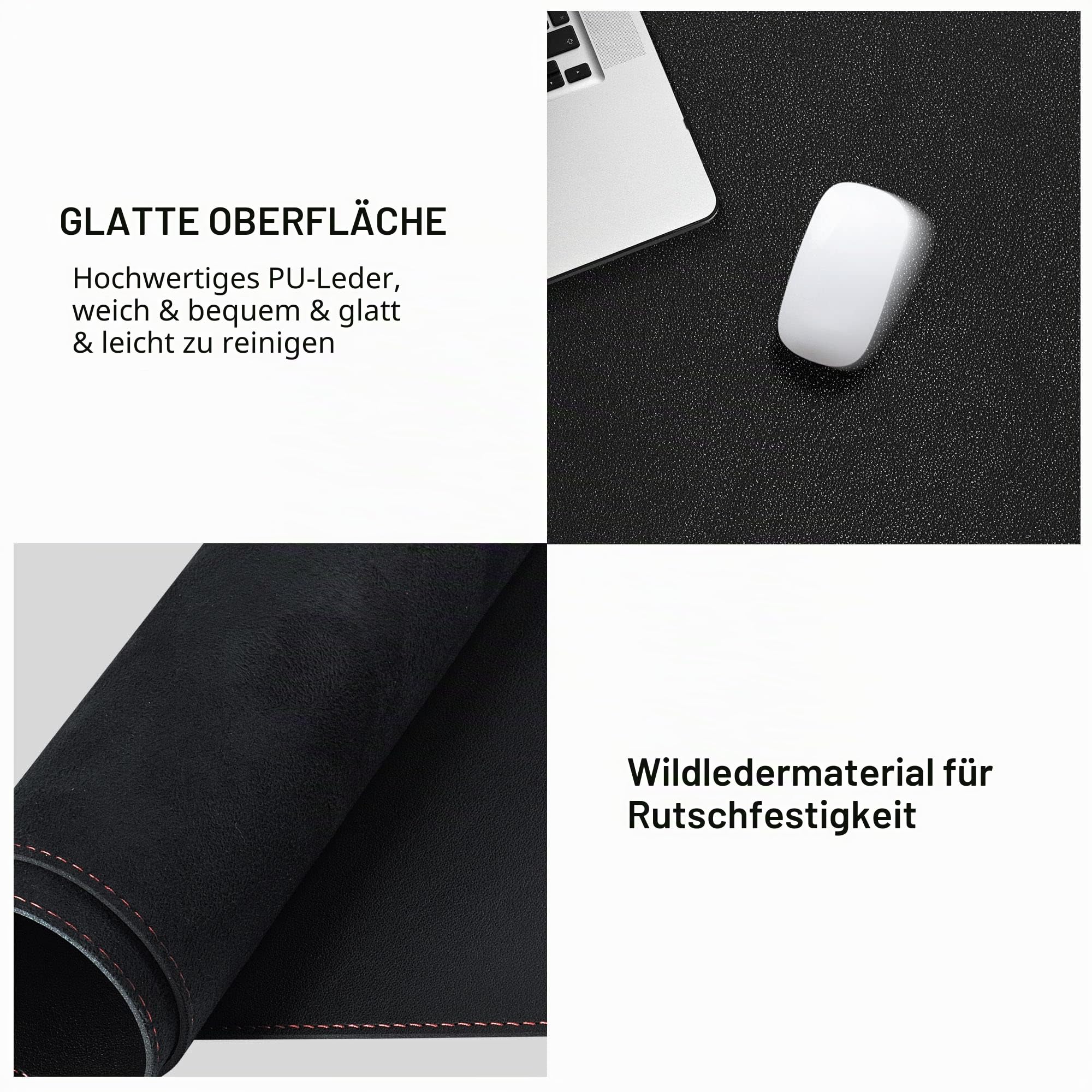 ZORESYN L-förmige Schreibmatte, 120x120x40cm, Schwarz, 0.2cm Dick