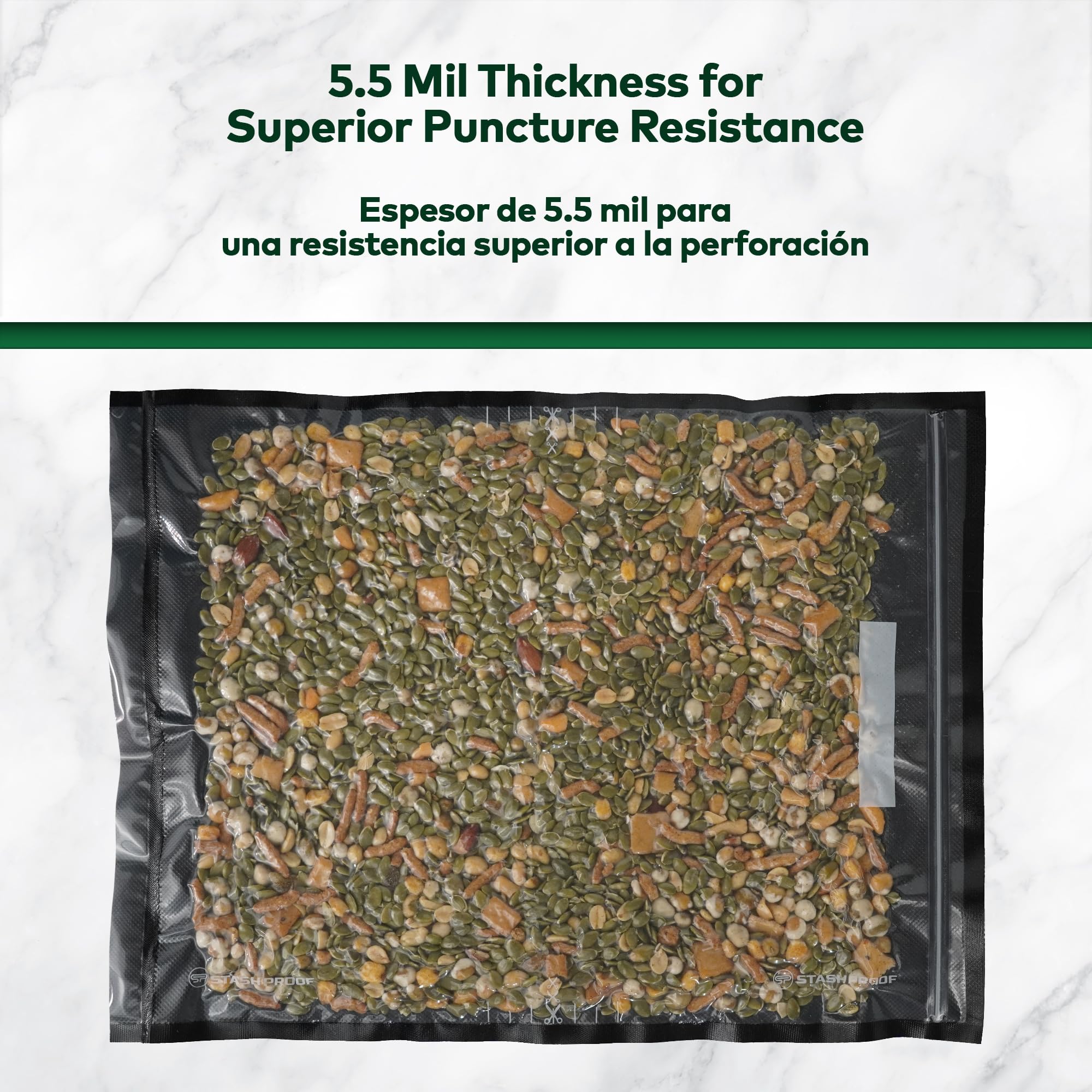 Sacchetti sigillanti richiudibili con cerniera, 38,1 x 50,8 cm (50 pezzi) da 5,5 ml (nero e trasparente), senza BPA, per alimenti, per conservazione, sottovuoto e preparazione dei pasti
