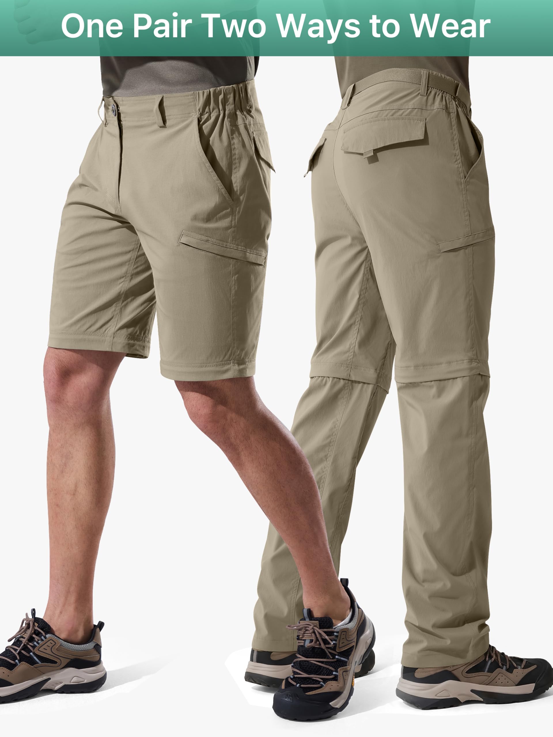 Free Soldier Pantalon convertible de randonnée pour homme Résistant à l'eau UPF 50+ - Marron - 38W x 32L