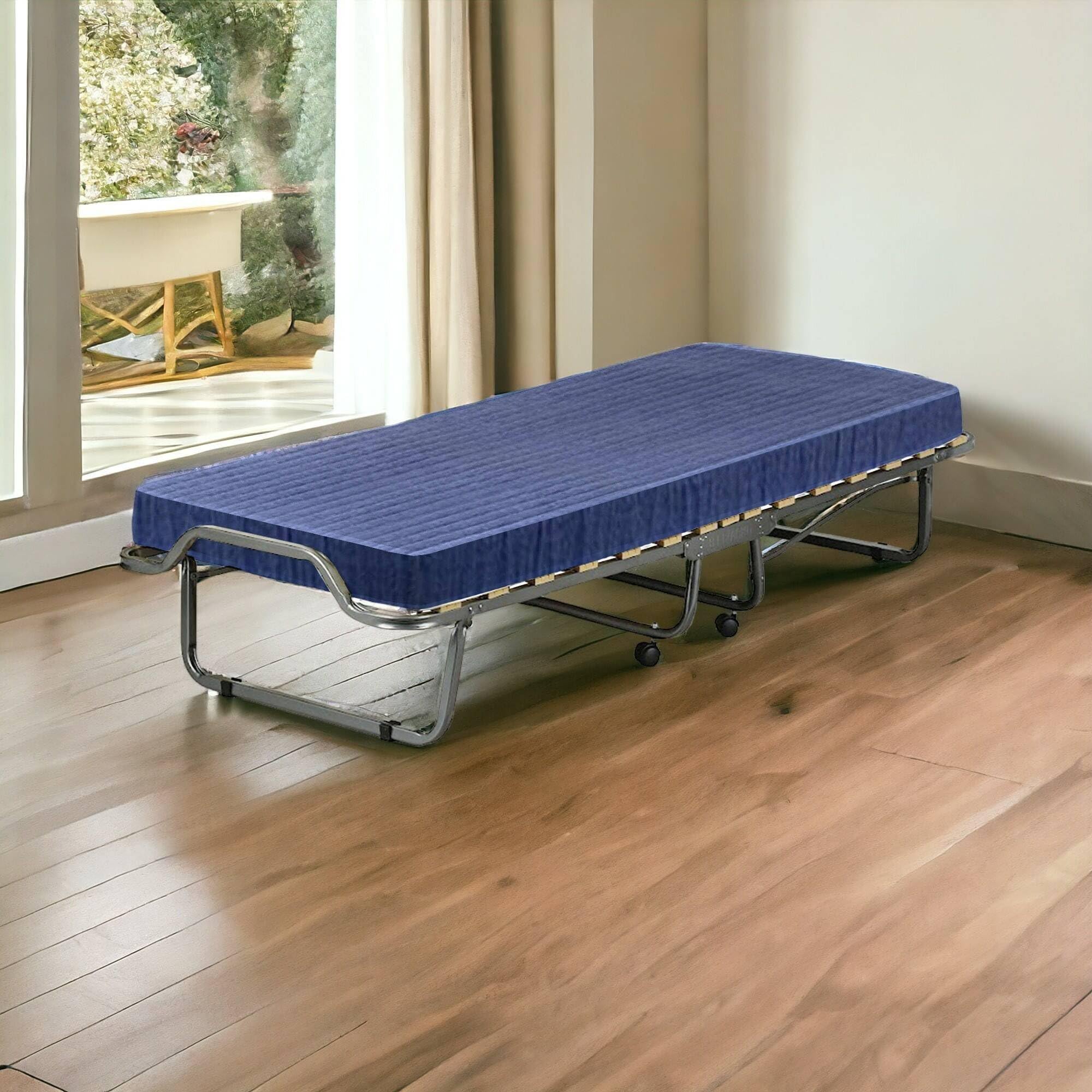 Talamo Italia - Klappbett Venera, Feldbett mit 15 Lattenrosten, inklusive Matratze, platzsparendes Kinderbett, 100% Made in Italy, 80 x 190 x 39 cm, mit Hülle