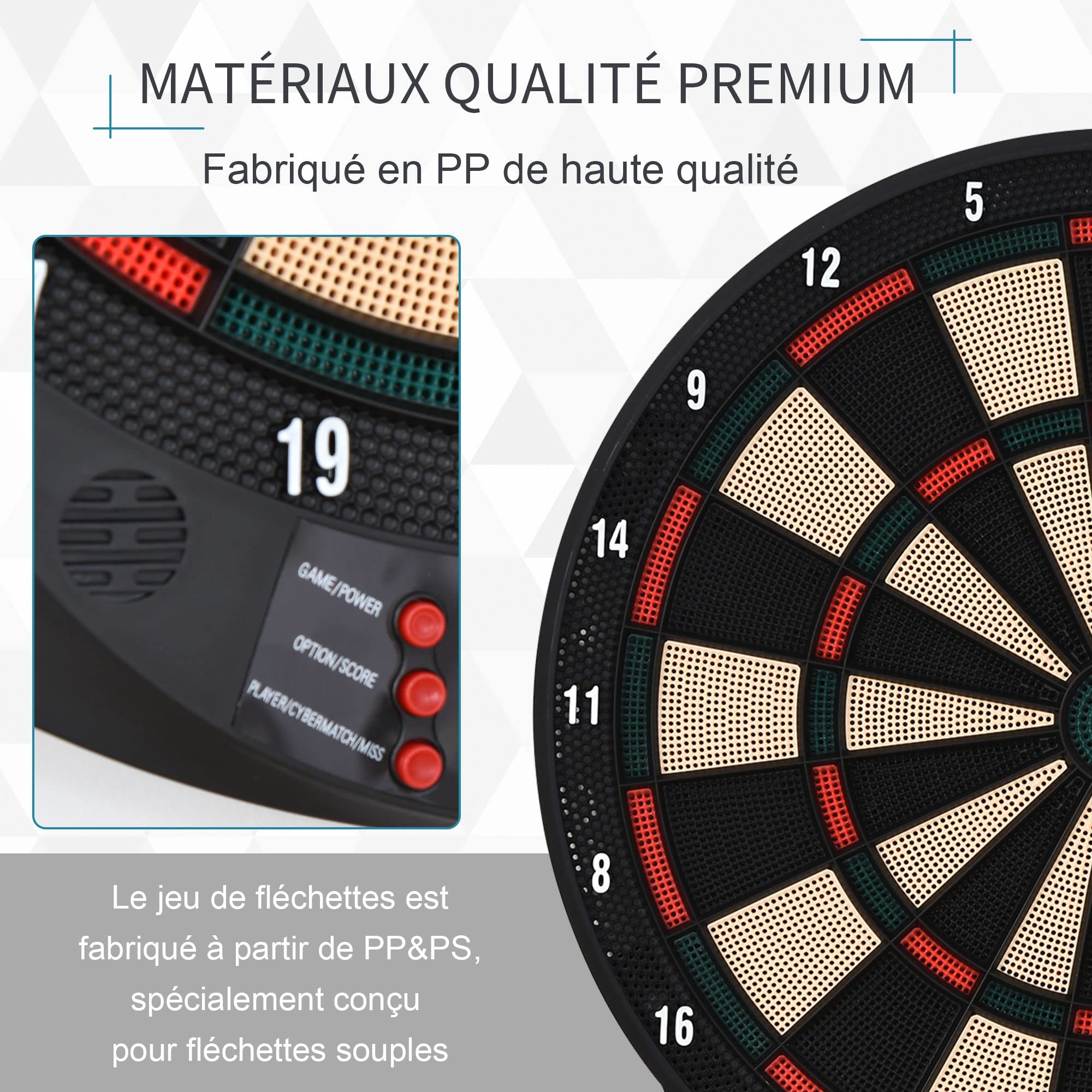 HOMCOM Jeu De Fléchette 26 Jeux Et 185 Options 8 Joueurs Maximum~a70 045