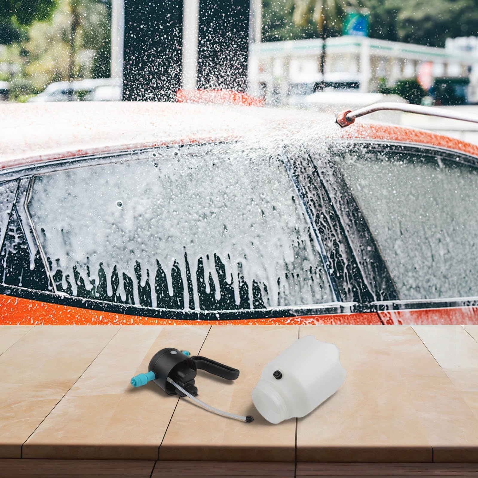 Botella pulverizadora de espuma eléctrica recargable de 1,8 L, lavadora de alta presión inalámbrica para lavado de coches, boquilla ajustable, herramienta de limpieza de jardín, plástico