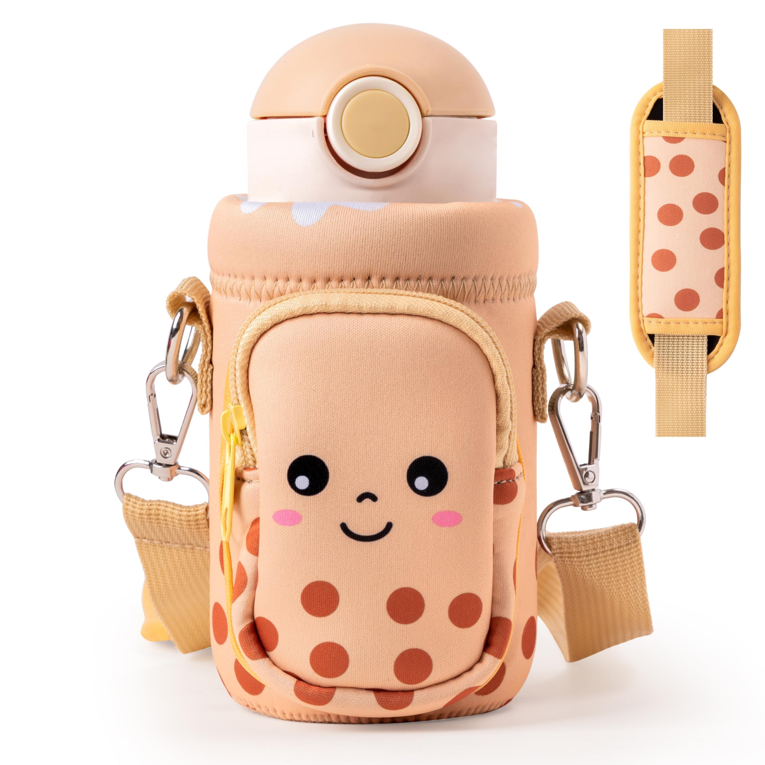 2OOYA Bubble Tea Water Bottle Carrier Bag with Strap for Kids