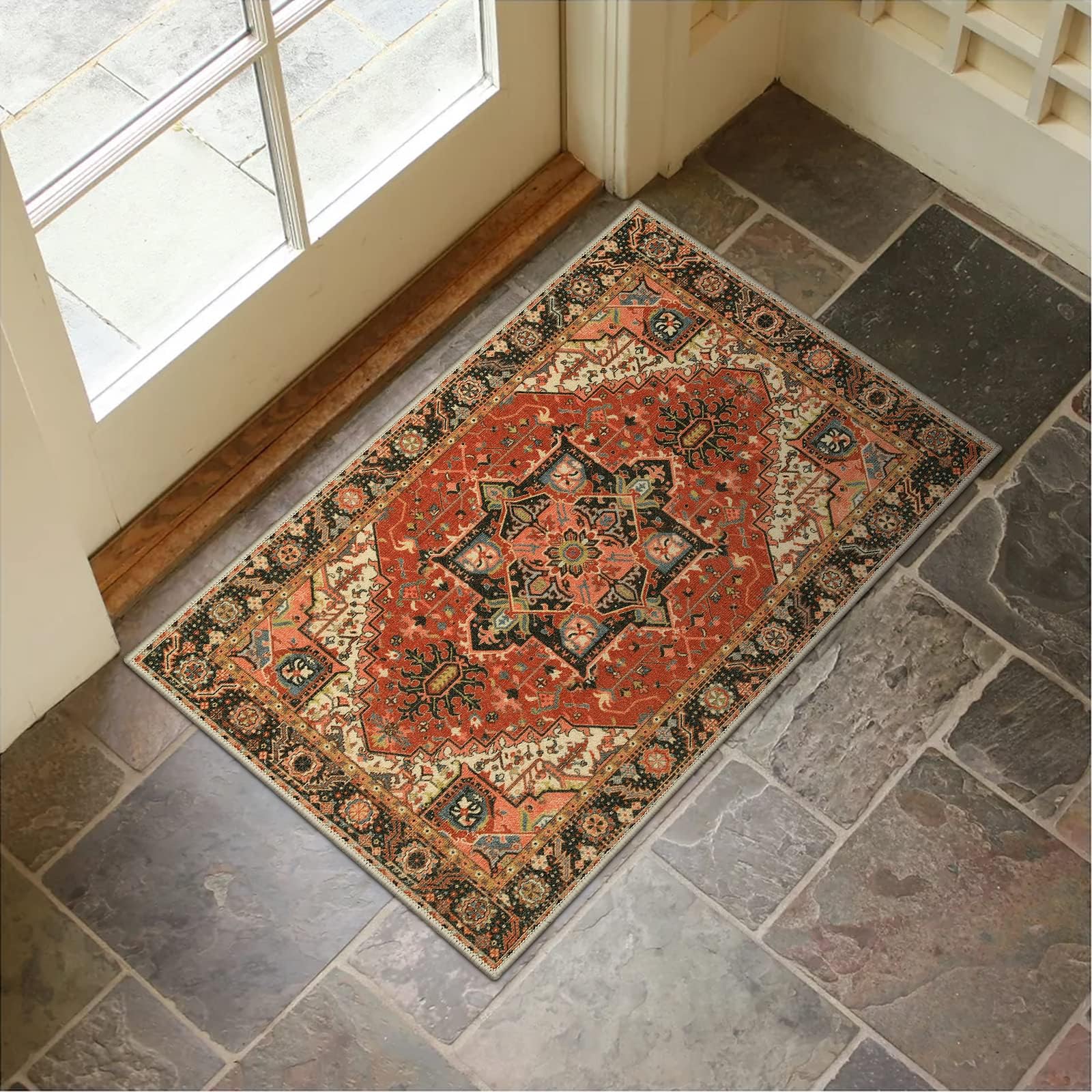 Washable Indoor Door Mat, Non Slip Retro Entryway Rug 20" x 32" Doormat Quick Absorbent Entrance Rug Distressed Front Door Mat, Welcome Mats Floor Mat Doormats for Kitchen Home Patio