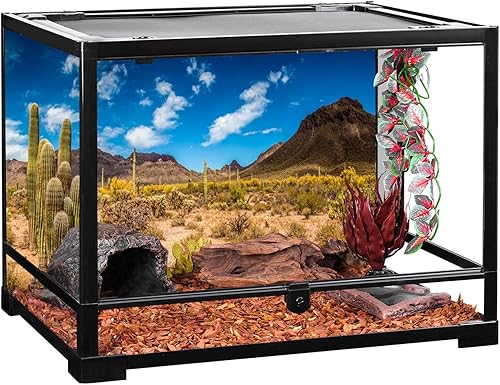 Miniatura 4 de AWERT Vinilo de 48 x 18 pulgadas para reptiles, fondo de hábitat de cielo azul, oasis de cactus y desierto